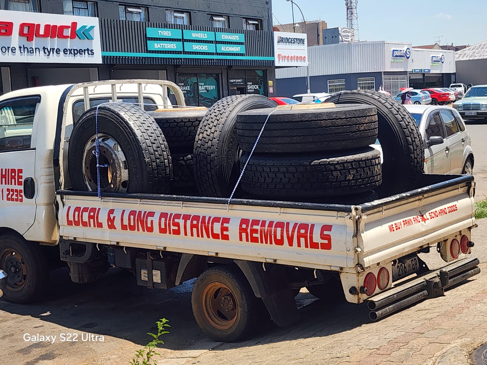 Commercial truck fleet in a tyre fitment bay